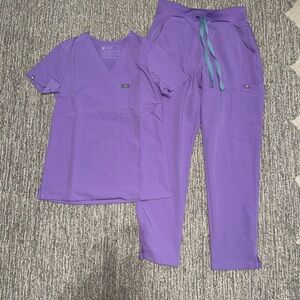 Figs Scrub Set Lilac Dawn Purple Catarina Top XXS Yola Pants Size S